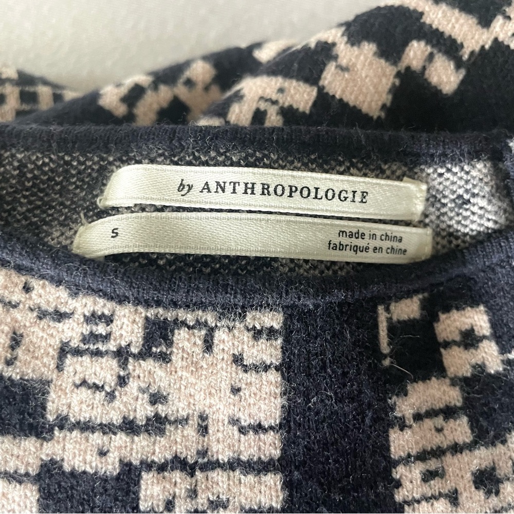 Anthropologie Viscose Mock Neck Sweater, balloon sleeves, black/pink, NWOT, szS - Picture 9 of 11